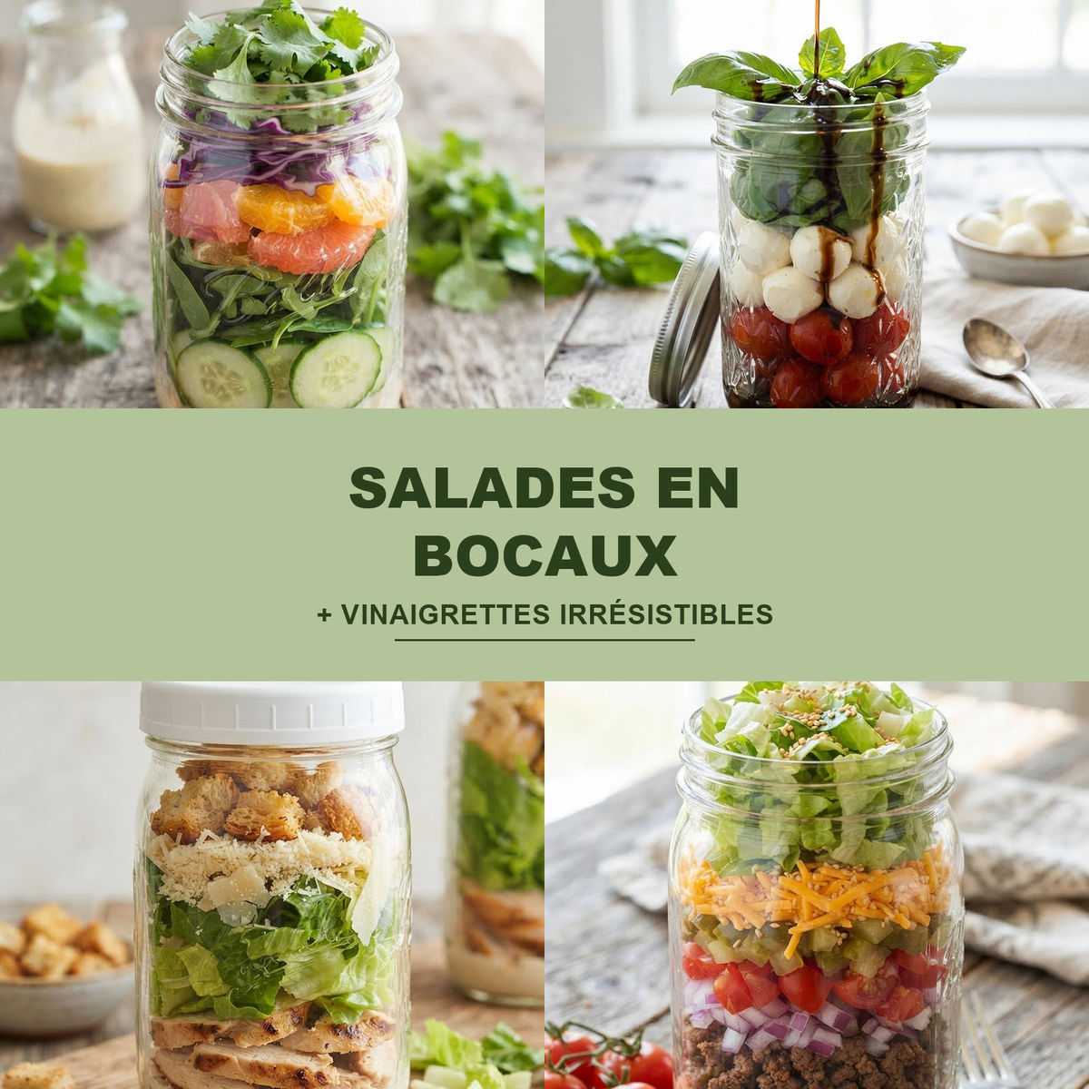 Salades en bocaux + vinaigrettes